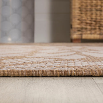 Zinnia Modern Floral Textured Weave Indoor/outdoor Runner Rug